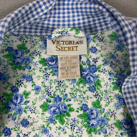 🪻90s Victoria’s Secret Gold Label Floral Cotton Robe M/L Cottagecore Tradwife - Picture 7 of 12